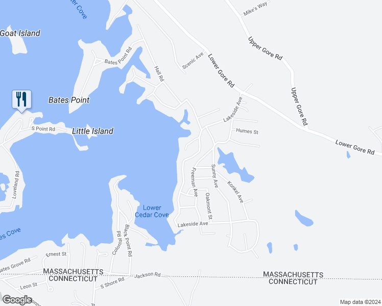 map of restaurants, bars, coffee shops, grocery stores, and more near 16 Ridgewood Road in Webster