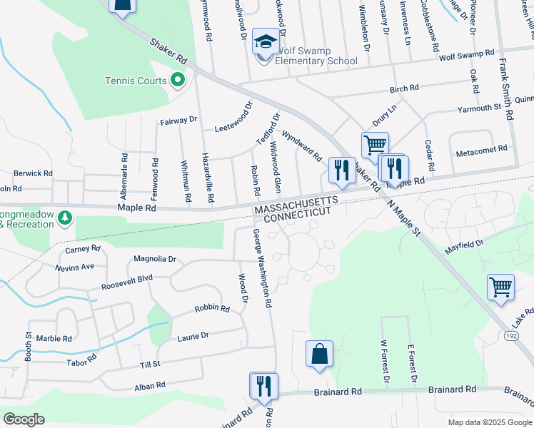 map of restaurants, bars, coffee shops, grocery stores, and more near 289 The Meadows in Enfield