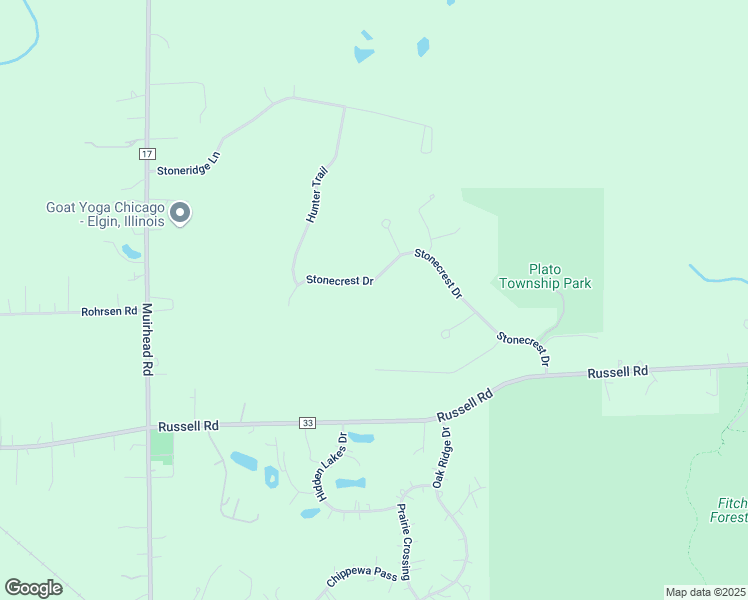 map of restaurants, bars, coffee shops, grocery stores, and more near 40W765 Stonecrest Drive in Elgin