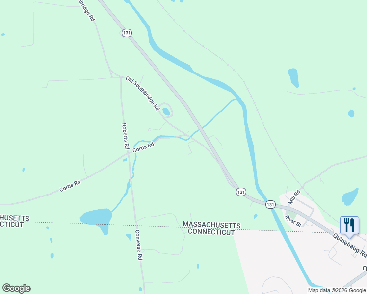 map of restaurants, bars, coffee shops, grocery stores, and more near 124 Old Southbridge Road in Dudley