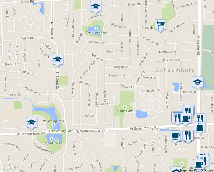 map of restaurants, bars, coffee shops, grocery stores, and more near 295 Payson Street in Hoffman Estates