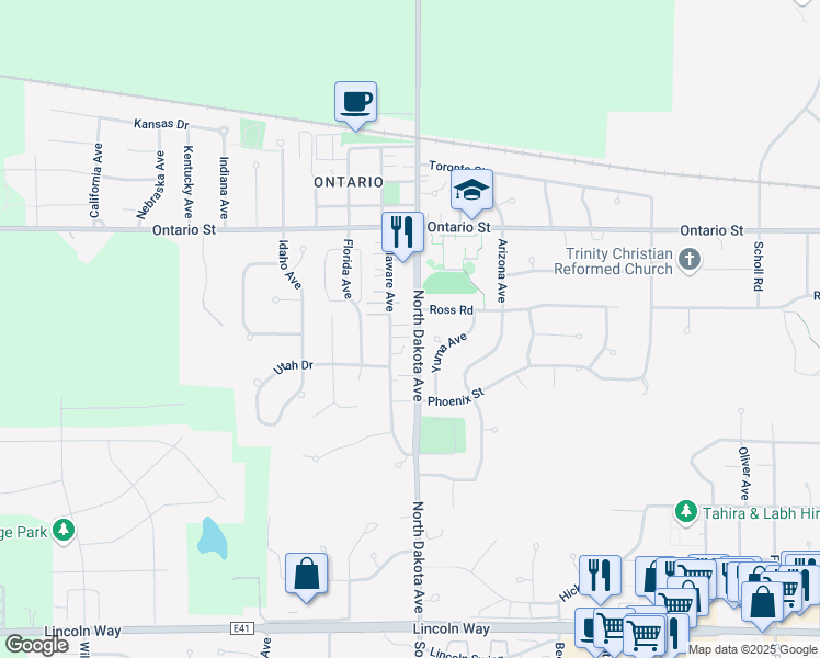 map of restaurants, bars, coffee shops, grocery stores, and more near 1000 Delaware Avenue in Ames
