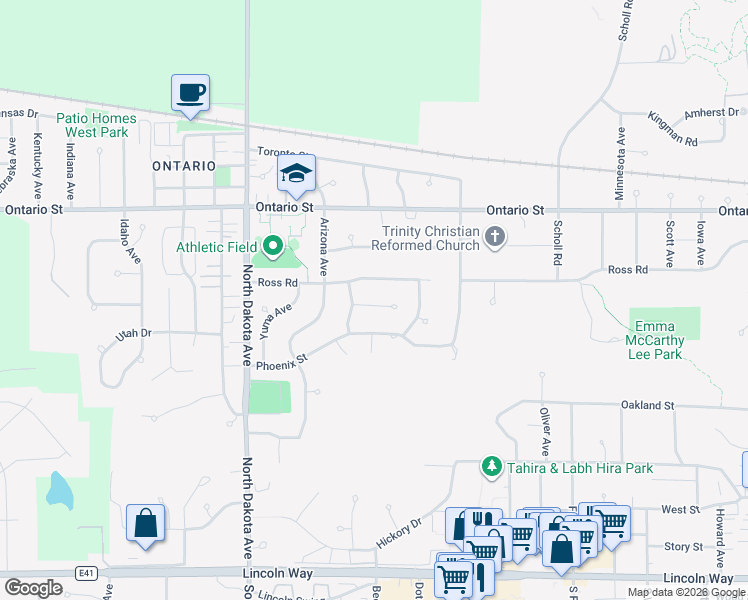 map of restaurants, bars, coffee shops, grocery stores, and more near 4017 Arkansas Drive in Ames