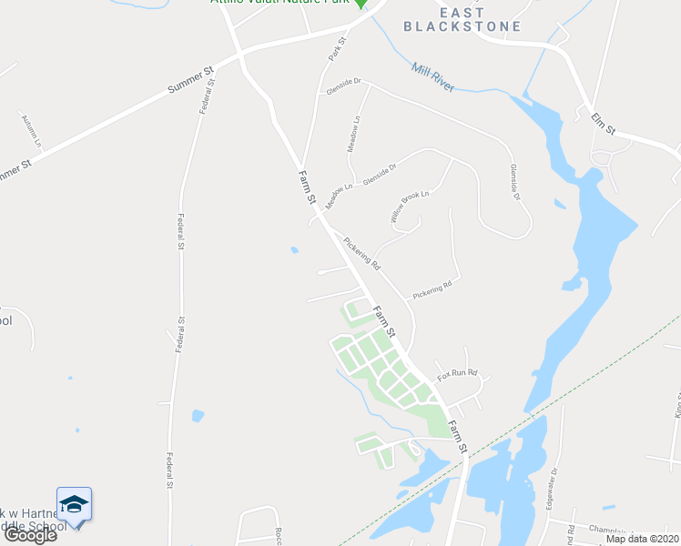 map of restaurants, bars, coffee shops, grocery stores, and more near 112 Farm Street in Blackstone