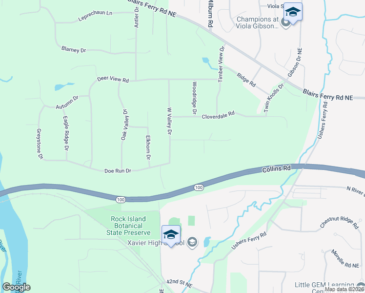 map of restaurants, bars, coffee shops, grocery stores, and more near 4461 Sundance Drive in Cedar Rapids