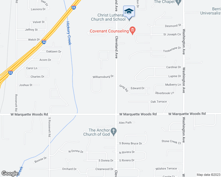 map of restaurants, bars, coffee shops, grocery stores, and more near 4736 Cleveland Avenue in Stevensville