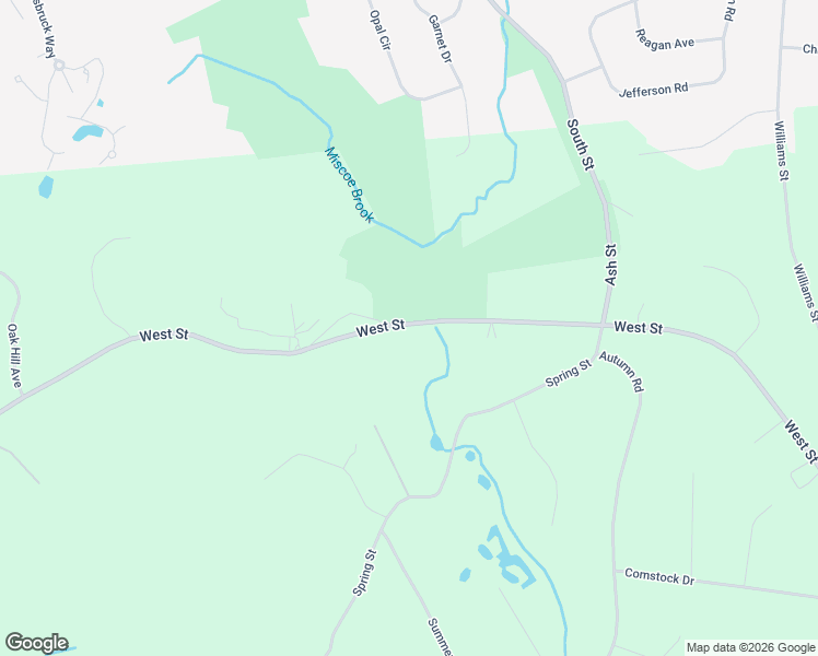 map of restaurants, bars, coffee shops, grocery stores, and more near 2095 West Street in Wrentham