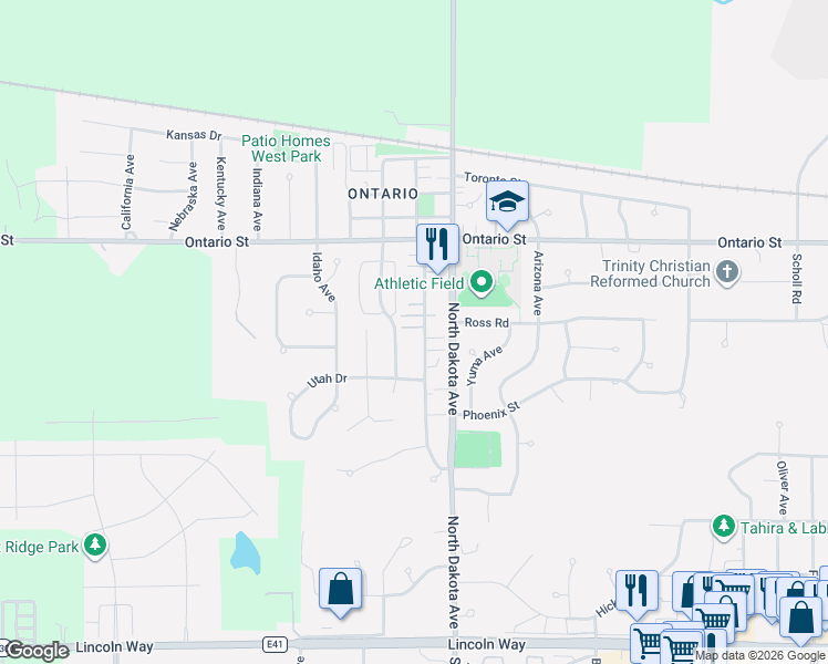 map of restaurants, bars, coffee shops, grocery stores, and more near 1019 Delaware Avenue in Ames