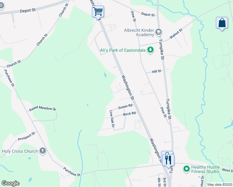 map of restaurants, bars, coffee shops, grocery stores, and more near 7 Willow Road in Easton