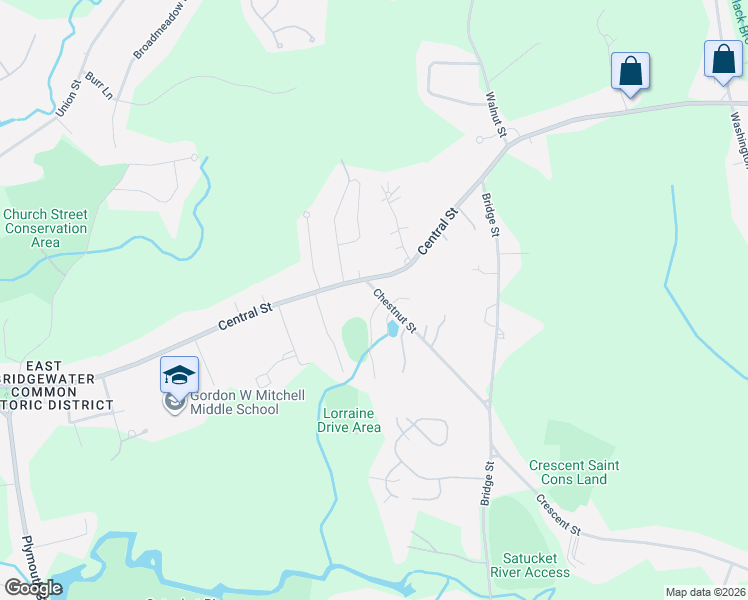 map of restaurants, bars, coffee shops, grocery stores, and more near 15 Chestnut Street in East Bridgewater