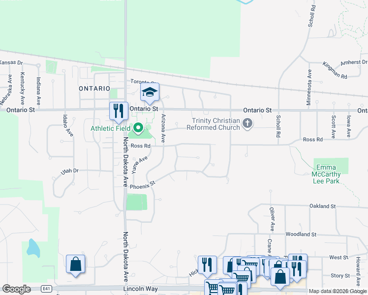 map of restaurants, bars, coffee shops, grocery stores, and more near 4017 Arkansas Drive in Ames