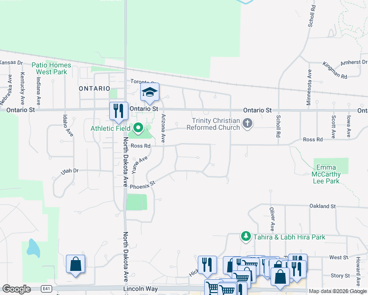 map of restaurants, bars, coffee shops, grocery stores, and more near 4017 Arkansas Drive in Ames