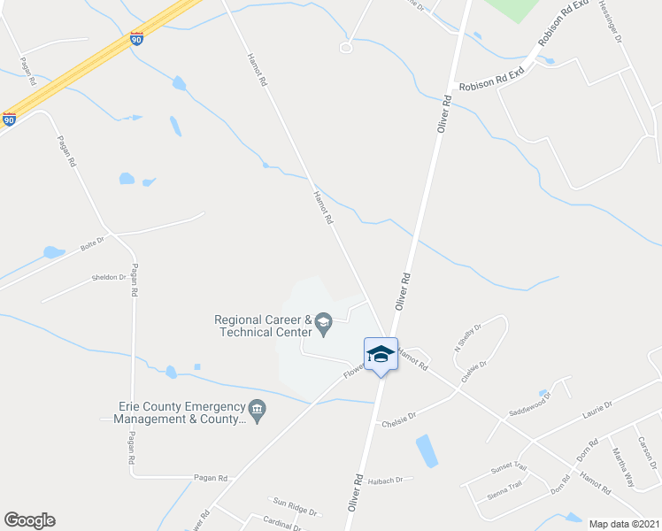 map of restaurants, bars, coffee shops, grocery stores, and more near 8340 Hamot Rd in Erie