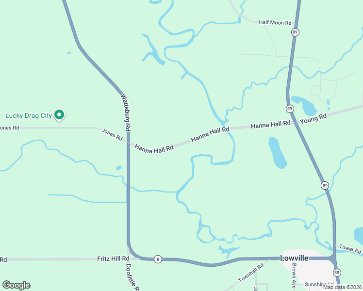 map of restaurants, bars, coffee shops, grocery stores, and more near 9338 Hanna Hall Road in Wattsburg
