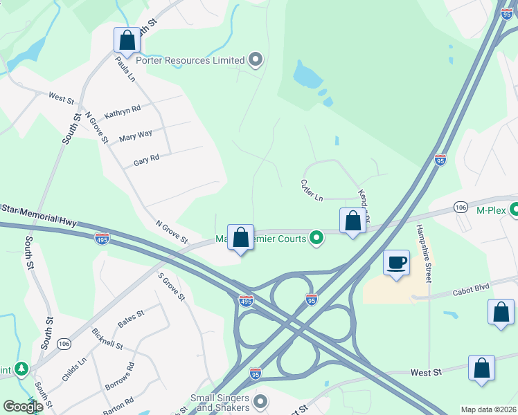 map of restaurants, bars, coffee shops, grocery stores, and more near 3 Faxon Street in Foxborough