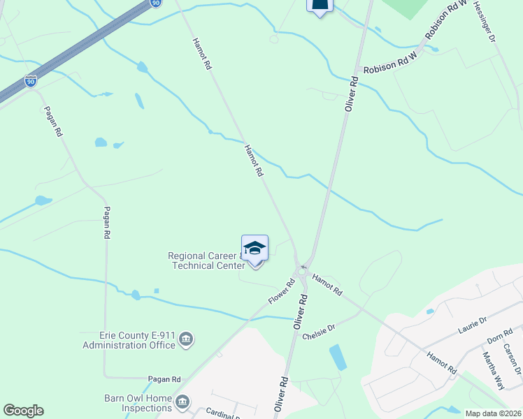 map of restaurants, bars, coffee shops, grocery stores, and more near 8340 Hamot Rd in Erie