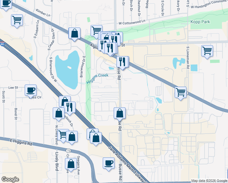 map of restaurants, bars, coffee shops, grocery stores, and more near 1709 West Mansard Lane in Mount Prospect