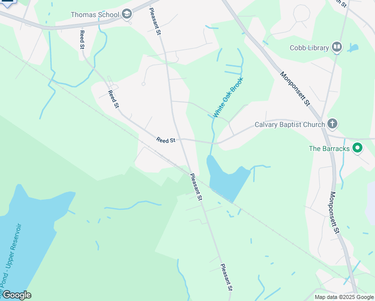 map of restaurants, bars, coffee shops, grocery stores, and more near 385 Pleasant Street in Hanson