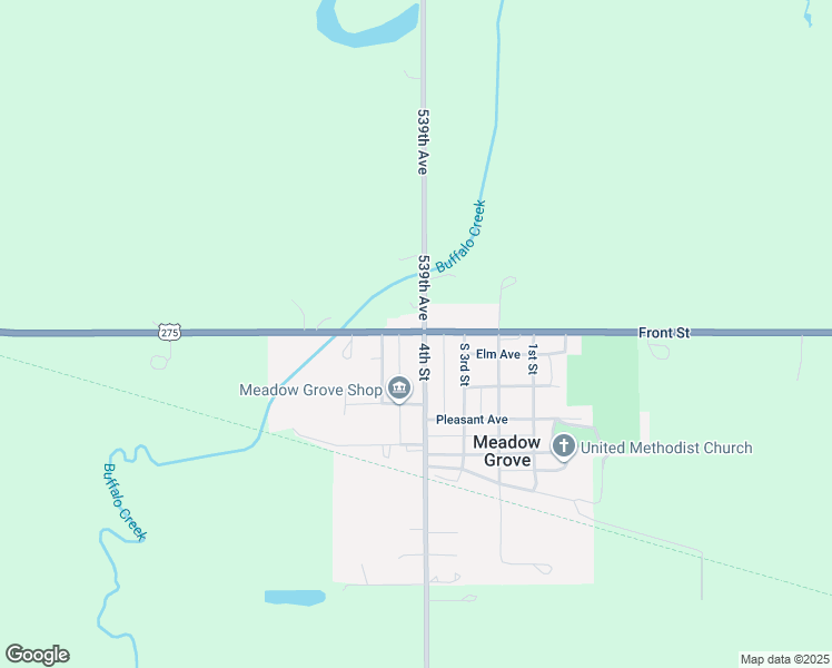 map of restaurants, bars, coffee shops, grocery stores, and more near 429 Front Street in Meadow Grove