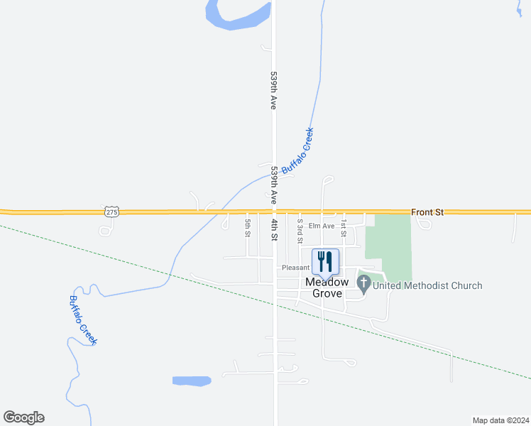 map of restaurants, bars, coffee shops, grocery stores, and more near 455 Front Street in Meadow Grove