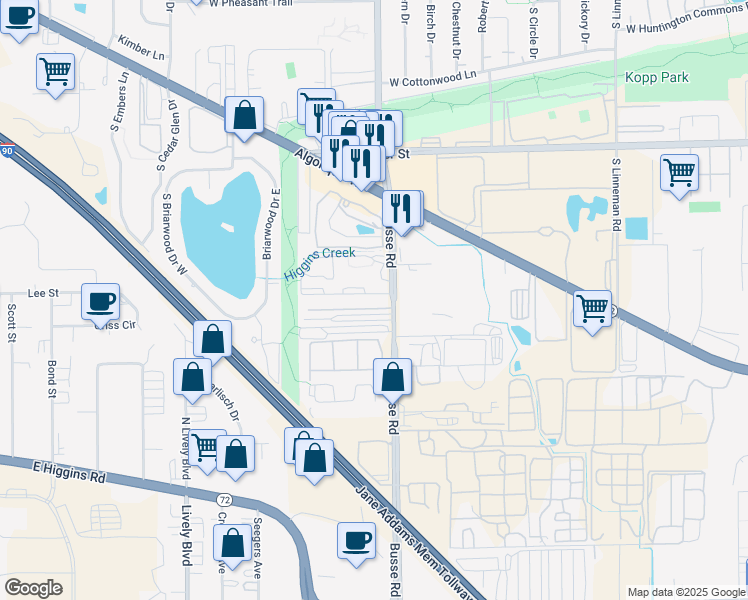 map of restaurants, bars, coffee shops, grocery stores, and more near 1708 Forest Cove Drive in Mount Prospect
