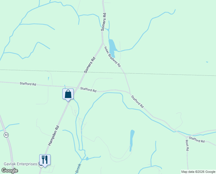 map of restaurants, bars, coffee shops, grocery stores, and more near 207 Stafford Road in Somers