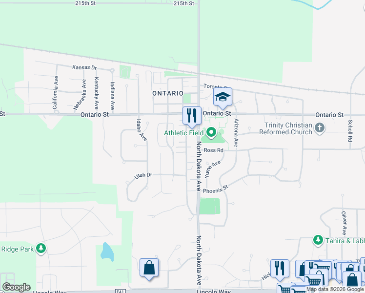 map of restaurants, bars, coffee shops, grocery stores, and more near 1201 North Dakota Avenue in Ames