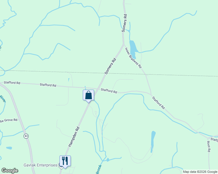 map of restaurants, bars, coffee shops, grocery stores, and more near 208 Hampden Road in Somers