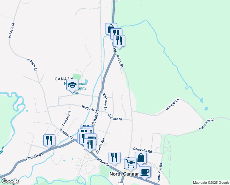 map of restaurants, bars, coffee shops, grocery stores, and more near 190 Granite Avenue Extension in Canaan