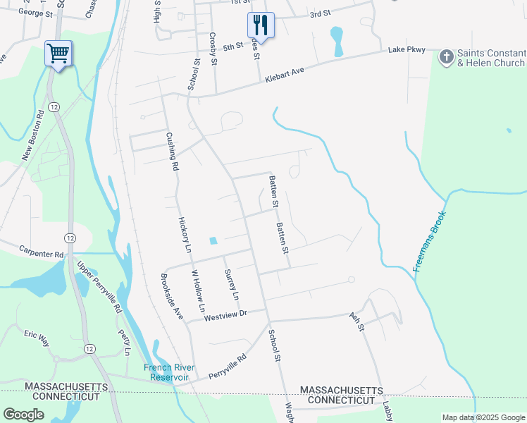 map of restaurants, bars, coffee shops, grocery stores, and more near 15 Applebee Avenue in Webster