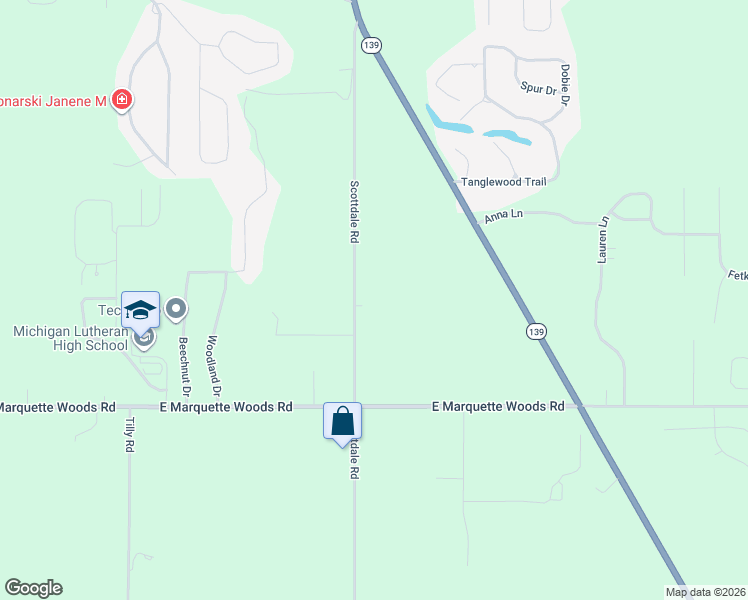 map of restaurants, bars, coffee shops, grocery stores, and more near 4711 Scottdale Road in St. Joseph