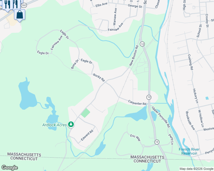 map of restaurants, bars, coffee shops, grocery stores, and more near 47 New Boston Road in Dudley