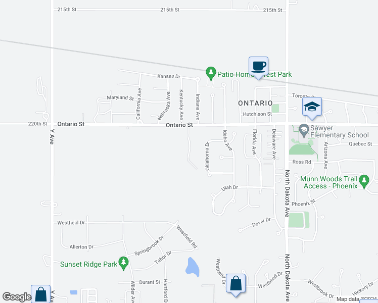 map of restaurants, bars, coffee shops, grocery stores, and more near 1136 British Columbia Avenue in Ames