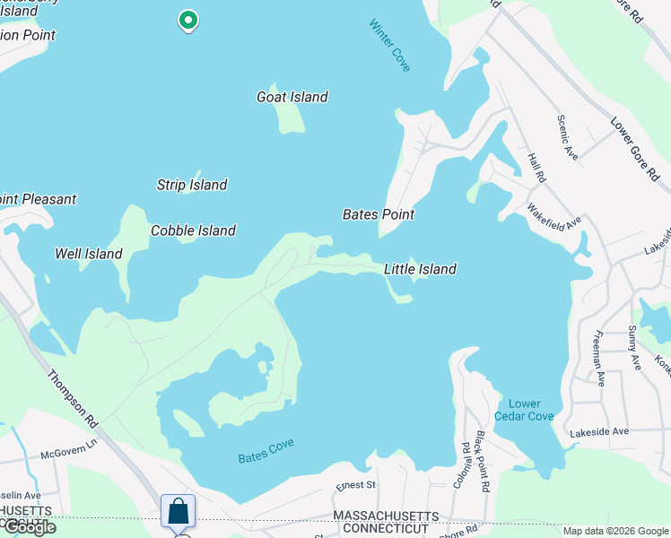 map of restaurants, bars, coffee shops, grocery stores, and more near 16 South Point Road in Webster