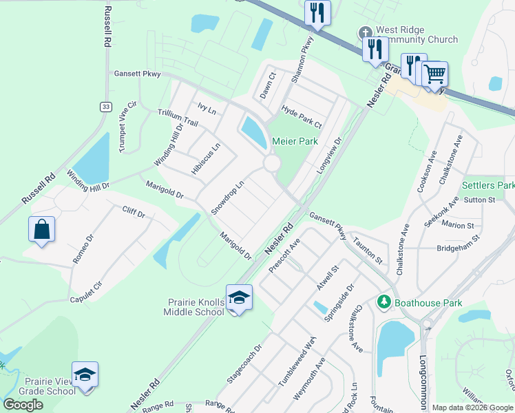 map of restaurants, bars, coffee shops, grocery stores, and more near 3763 Westbury Court in Elgin
