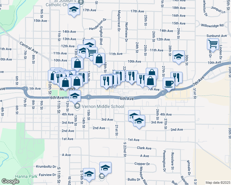 map of restaurants, bars, coffee shops, grocery stores, and more near 2075 7th Avenue in Marion