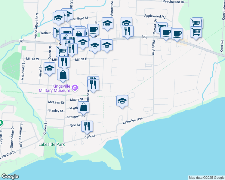 map of restaurants, bars, coffee shops, grocery stores, and more near 140 Train Court in Kingsville