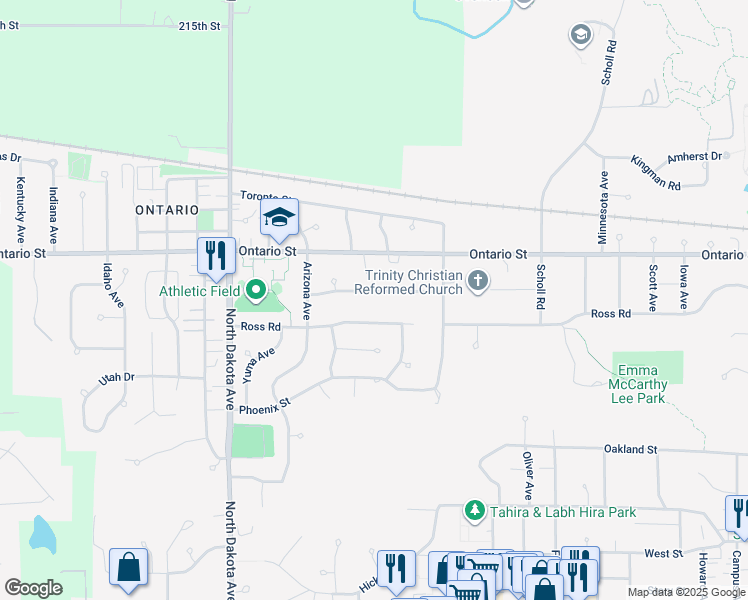map of restaurants, bars, coffee shops, grocery stores, and more near 3912 Quebec Street in Ames