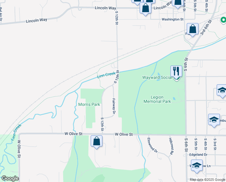 map of restaurants, bars, coffee shops, grocery stores, and more near 1206 Fairway Drive in Marshalltown