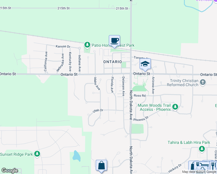 map of restaurants, bars, coffee shops, grocery stores, and more near 1201 Florida Avenue in Ames