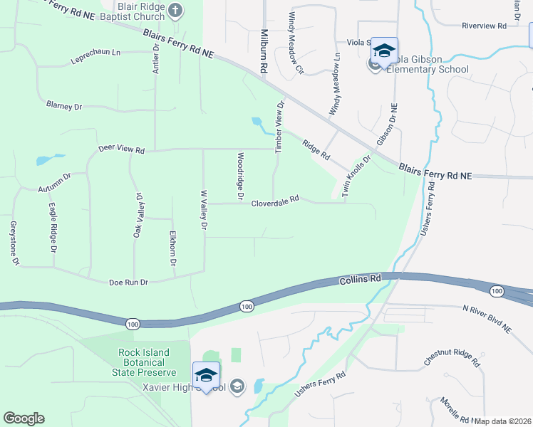 map of restaurants, bars, coffee shops, grocery stores, and more near 4365 Cloverdale Road in Cedar Rapids