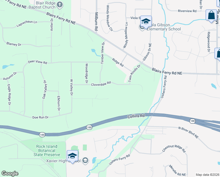 map of restaurants, bars, coffee shops, grocery stores, and more near 4353 Cloverdale Road in Cedar Rapids