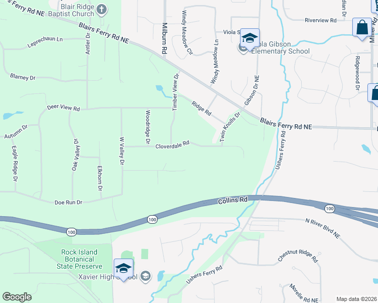 map of restaurants, bars, coffee shops, grocery stores, and more near 4353 Cloverdale Road in Cedar Rapids