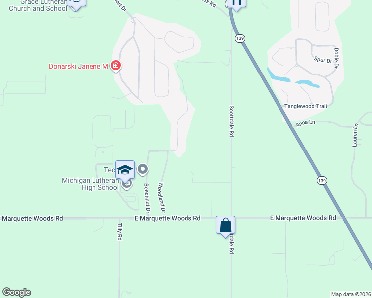 map of restaurants, bars, coffee shops, grocery stores, and more near 4661 Terra Lane in St. Joseph