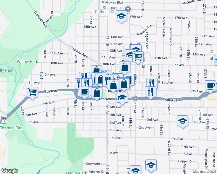 map of restaurants, bars, coffee shops, grocery stores, and more near in Marion