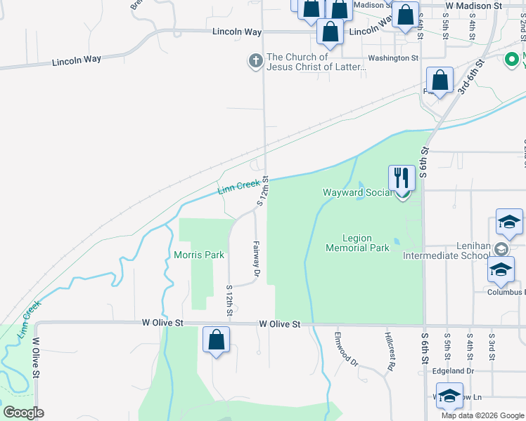 map of restaurants, bars, coffee shops, grocery stores, and more near 1206 Fairway Drive in Marshalltown