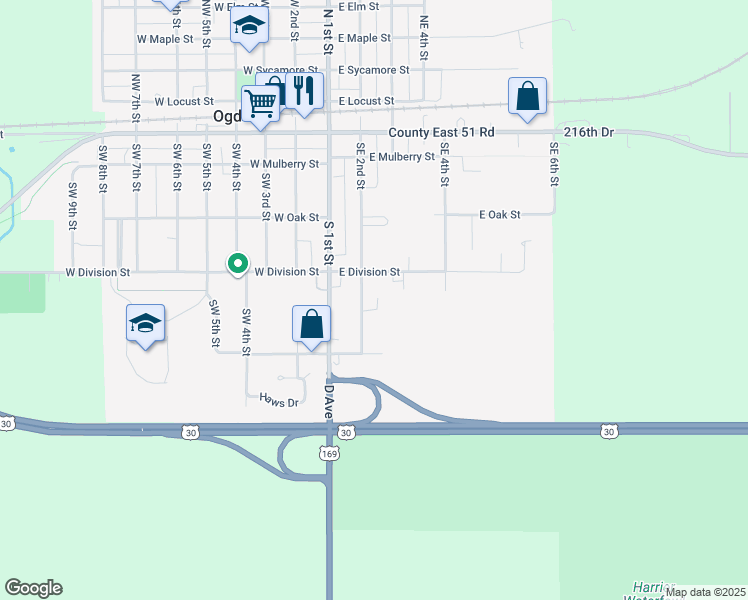 map of restaurants, bars, coffee shops, grocery stores, and more near 501-607 Southeast 2nd Street in Ogden