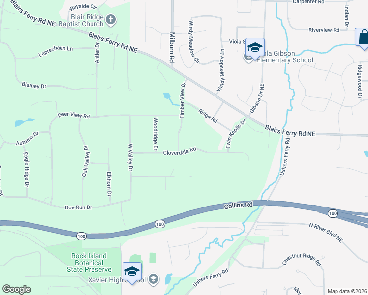 map of restaurants, bars, coffee shops, grocery stores, and more near 4100-4110 Timber View Drive in Cedar Rapids