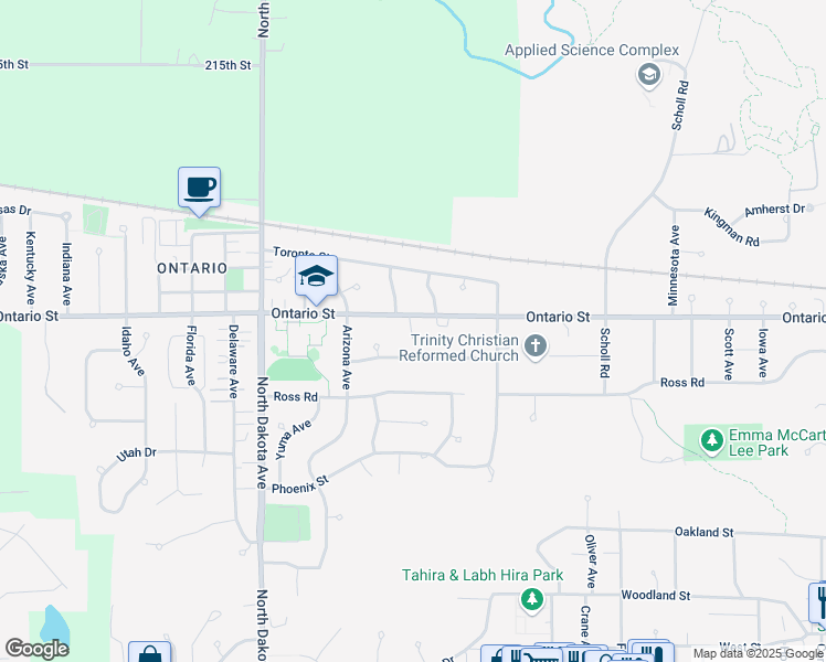 map of restaurants, bars, coffee shops, grocery stores, and more near 4006 Ontario Street in Ames