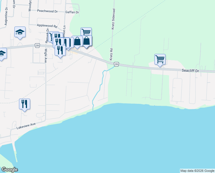 map of restaurants, bars, coffee shops, grocery stores, and more near 1312 Wigle Grove Road in Kingsville